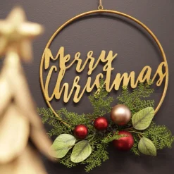 Merry Christmas Metal Hoop wth Florals Cheap