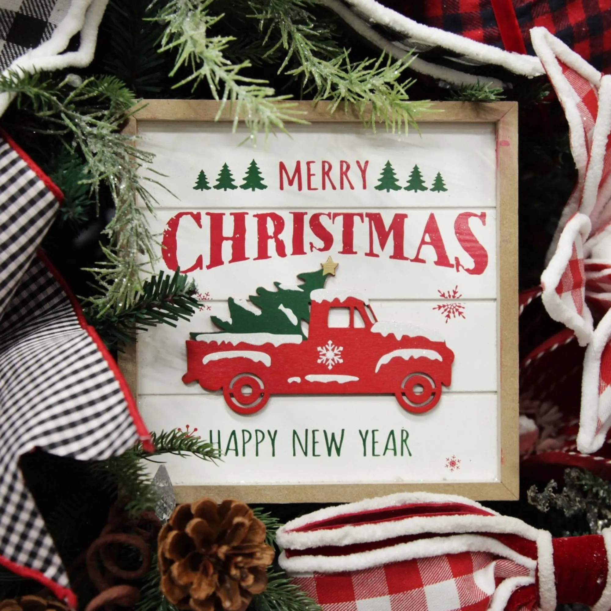 Merry Christmas Truck Wall Hanging Plaque Fashion
