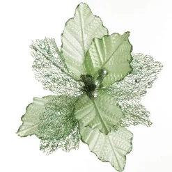 Mesh and Shiny Mint Poinsettia Flower Clip Sale