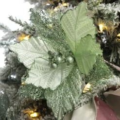 Mesh and Shiny Mint Poinsettia Flower Clip Sale