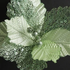 Mesh and Shiny Mint Poinsettia Flower Clip Sale