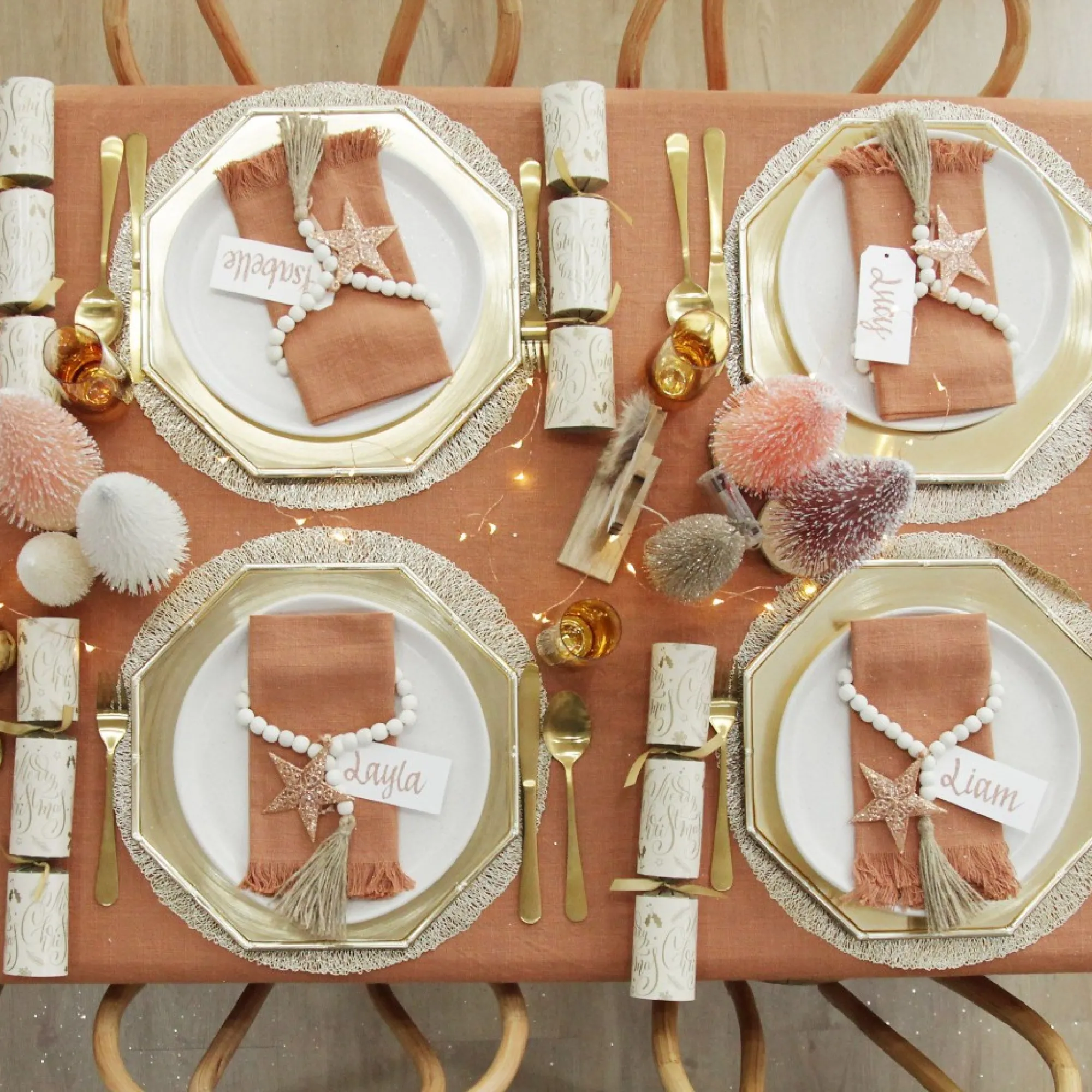 Metallic Gold Christmas Charger Plate with Bamboo Pattern Trim Store