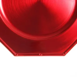 Metallic Red Christmas Charger Plate with Bamboo Pattern Trim Clearance