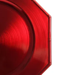 Metallic Red Christmas Charger Plate with Bamboo Pattern Trim Clearance