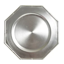 Metallic Silver Christmas Charger Plate with Bamboo Pattern Trim Outlet