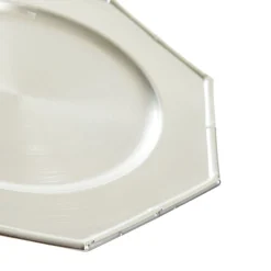 Metallic Silver Christmas Charger Plate with Bamboo Pattern Trim Outlet