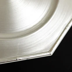 Metallic Silver Christmas Charger Plate with Bamboo Pattern Trim Outlet