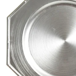 Metallic Silver Christmas Charger Plate with Bamboo Pattern Trim Outlet