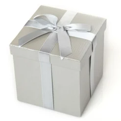 Metallic Silver Gift Box With Personalised Gift Tag Fashion