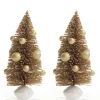 Mini Antique Gold Bottle Brush Tree with Pearls - Set of 2 Sale