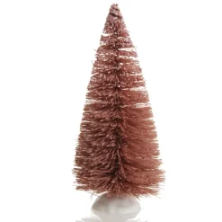 Mini Pink Bottle Brush Christmas Tree with Glitter Top - Set of 2 Fashion