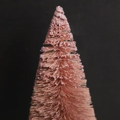 Mini Pink Bottle Brush Christmas Tree with Glitter Top - Set of 2 Fashion