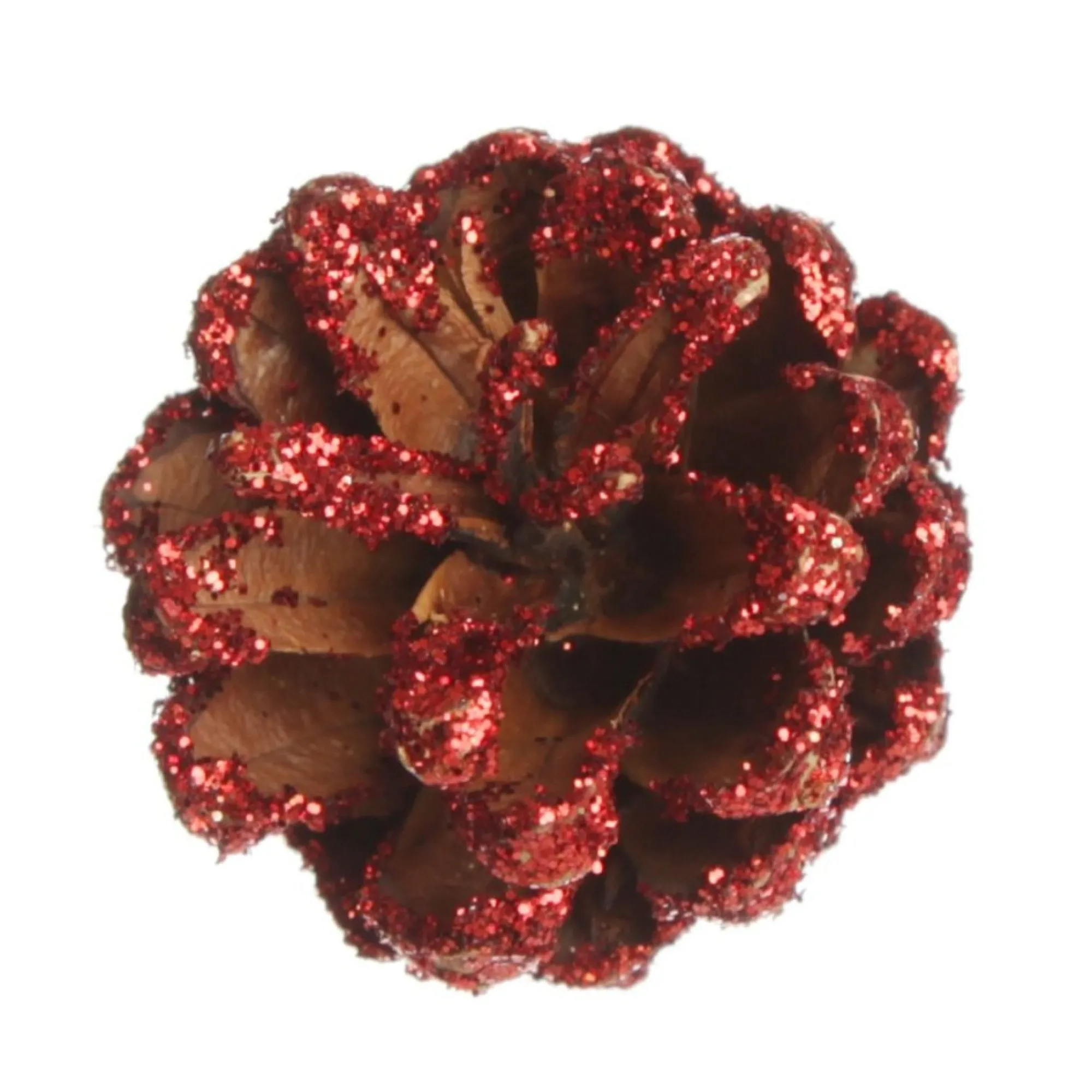Mini Red Glitter Tipped Natural Pincones - Pack of 9 Cheap