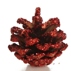 Mini Red Glitter Tipped Natural Pincones - Pack of 9 Cheap