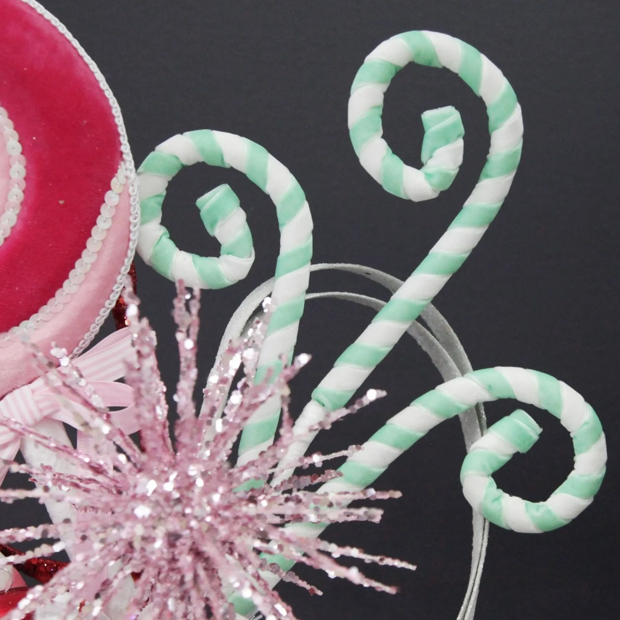 Mint and White Velvet Candy Cane Pick Cheap