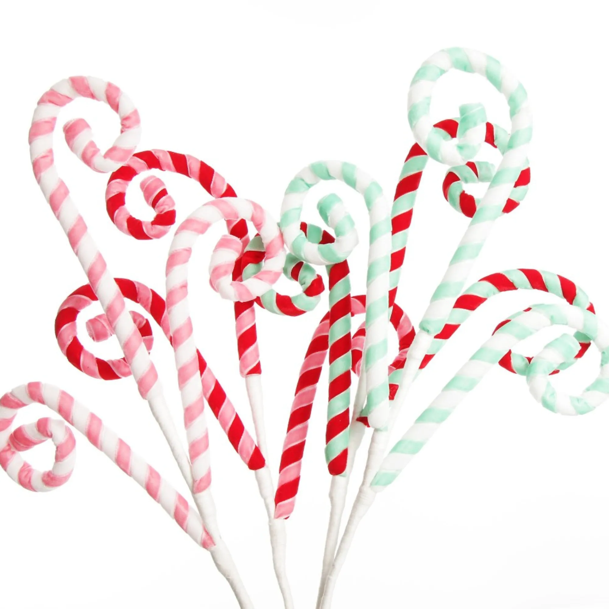 Mint and White Velvet Candy Cane Pick Cheap