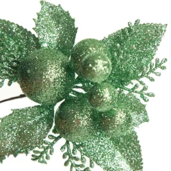 Mint Glitter Ball and Leaf Pick - Set of 2 Mint Glitter Ball And Leaf Pick - Set Of 2 Cheap