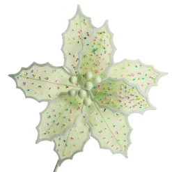 Mint Green Poinsettia Flower Stem with Multicoloured Sprinkles Fashion