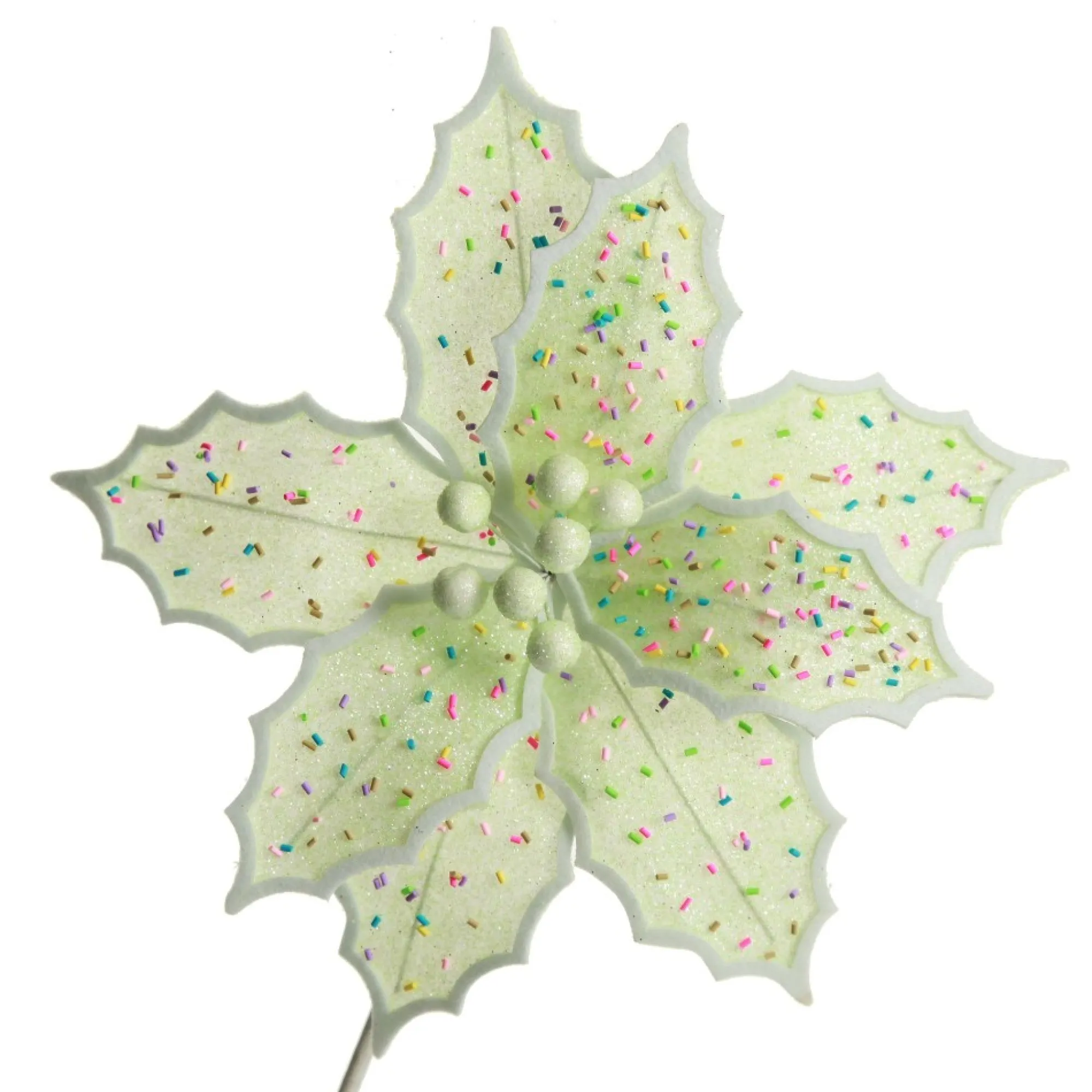 Mint Green Poinsettia Flower Stem with Multicoloured Sprinkles Fashion