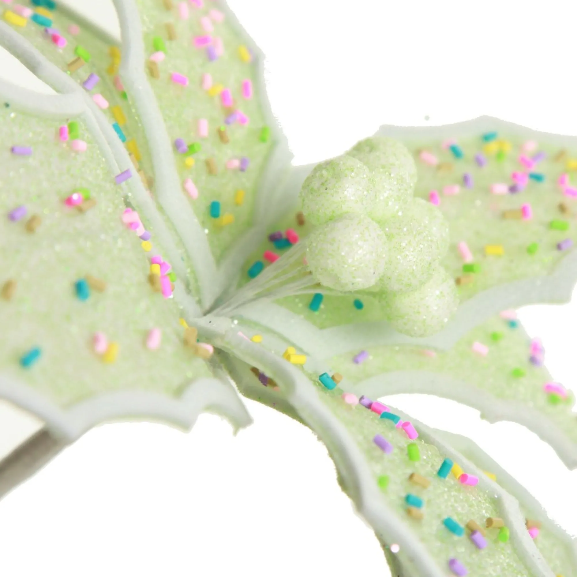 Mint Green Poinsettia Flower Stem with Multicoloured Sprinkles Fashion