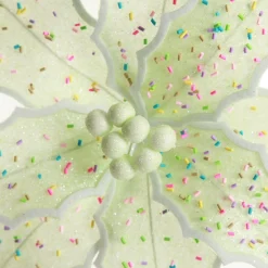 Mint Green Poinsettia Flower Stem with Multicoloured Sprinkles Fashion