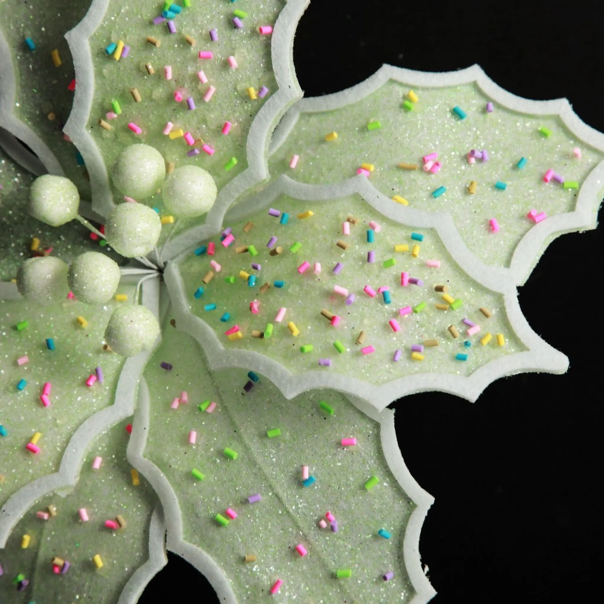 Mint Green Poinsettia Flower Stem with Multicoloured Sprinkles Fashion