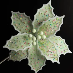 Mint Green Poinsettia Flower Stem with Multicoloured Sprinkles Fashion