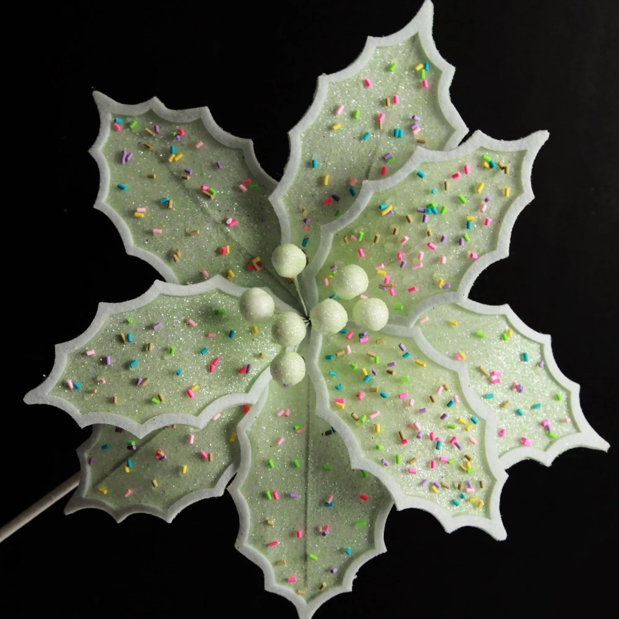 Mint Green Poinsettia Flower Stem with Multicoloured Sprinkles Fashion