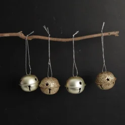 Mixed Finish Gold 4cm Jingle Bell Decorations - Bag of 4 Store