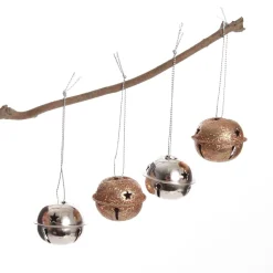 Mixed Finish Rose Gold 4cm Jingle Bell Decorations - Bag of 4 Store