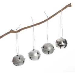 Mixed Finish Silver 4cm Jingle Bell Decorations - Bag of 4 Fashion