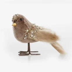 Mocha Velvet Beaded Standing Bird Cheap
