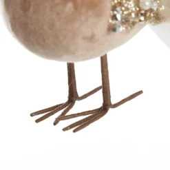 Mocha Velvet Beaded Standing Bird Cheap