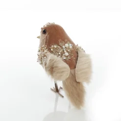 Mocha Velvet Beaded Standing Bird Cheap