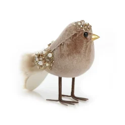 Mocha Velvet Beaded Standing Bird Cheap