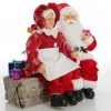 Mr & Mrs Claus with Presents Sitting on Log Christmas Ornament Flash Sale