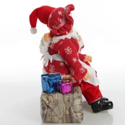 Mr & Mrs Claus with Presents Sitting on Log Christmas Ornament Flash Sale