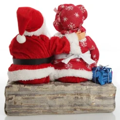 Mr & Mrs Claus with Presents Sitting on Log Christmas Ornament Flash Sale