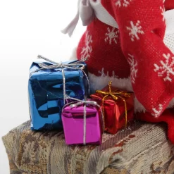 Mr & Mrs Claus with Presents Sitting on Log Christmas Ornament Flash Sale