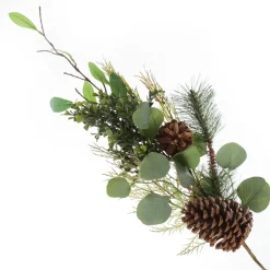 Native Eucalyptus Leaf Christmas Spray with Pinecones New