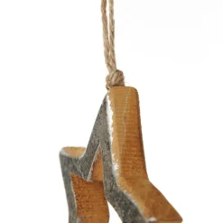 Natural and Silver Hollow Wood Star and Tree Decoration - Set of 2 Sale