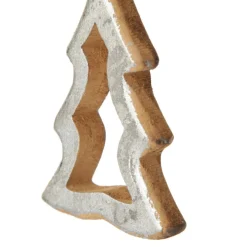 Natural and Silver Hollow Wood Star and Tree Decoration - Set of 2 Sale