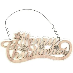 Natural and White Wood Merry Christmas Script Sign Flash Sale