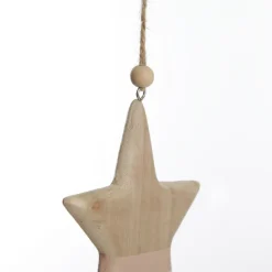 Natural and White Wooden Stars with Tassels Tree Decorations - Set of 2 Sale