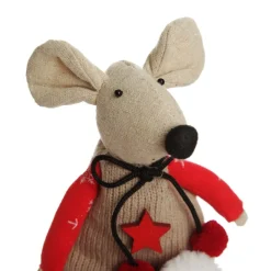 Natural Calico Fabric Boy Mouse with Grey Overalls and Stripey Legs Flash Sale