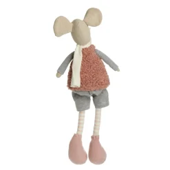 Natural Calico Fabric Boy Mouse Grey and Pink Cheap