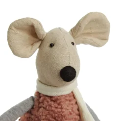 Natural Calico Fabric Boy Mouse Grey and Pink Cheap