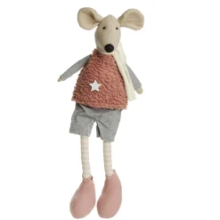 Natural Calico Fabric Boy Mouse Grey and Pink Cheap