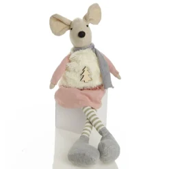Natural Calico Fabric Girl Mouse Grey and Pink Fashion