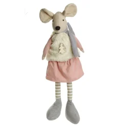 Natural Calico Fabric Girl Mouse Grey and Pink Fashion